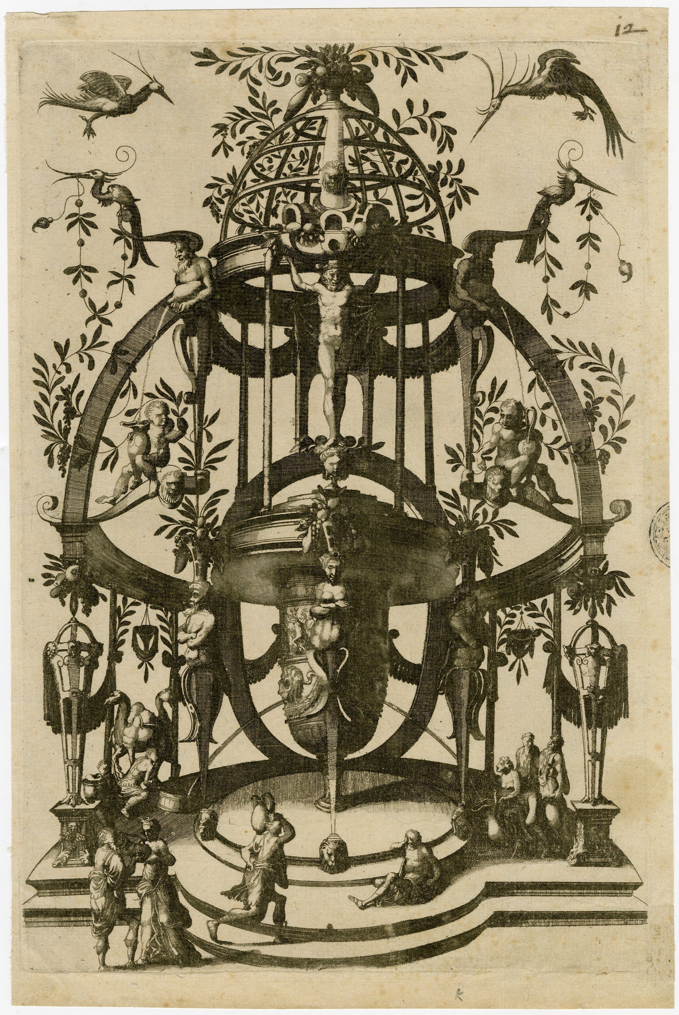 Johannes van Doetecum Still-Life Print - Old Master, Tomb Design, After: Cornelis Floris (before 1514-1575), van Doetecum