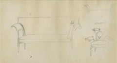 Stanford White, drawing, sofe, chair, architect, Davis Galleries 1963
