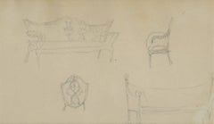 Stanford White, drawing, Davis Galleries, 1963 soafe, chair