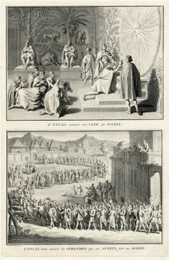 Inca Religious Ceremony to the Sun, Bernard Picart, 1723, The Inca Recieves Gift