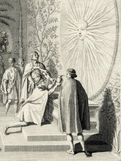Inca Religious Ceremony to the Sun, Bernard Picart, 1723, The Inca Recieves Gift