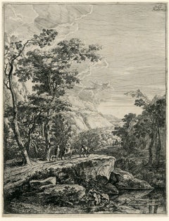Old Master, etching, Jan Both, brilliant impression, Dutch Landscape, very rare