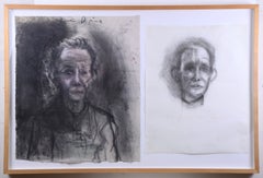 Jim Dine, Joel Grey, « Double Portrait », fusain, années 1970-1980, les deux signés et dédicacés