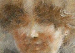 Paul Albert Besnard, Tete de Femme, colored chalk drawing, c. 1900 Fin de Siecle