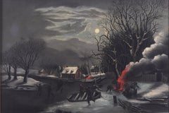 After Nathaniel Curroer, Winter Evening, 1854, period frame and canvas