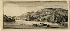 Danube River, Sebins (Castle on the Danube), Wenceslaus Hollar, etching
