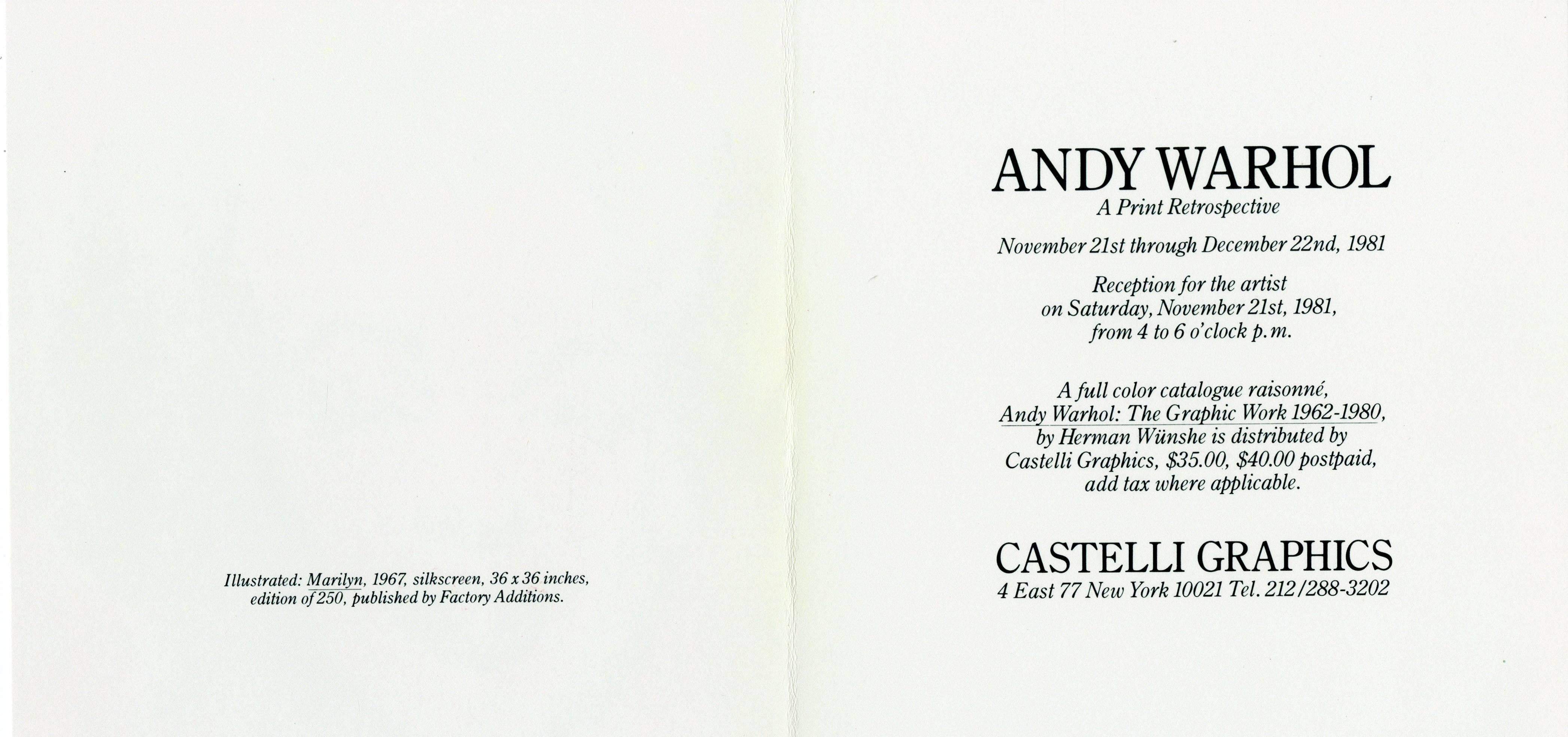 Marilyn Invitation (Castelli Graphics) - Print by (after) Andy Warhol