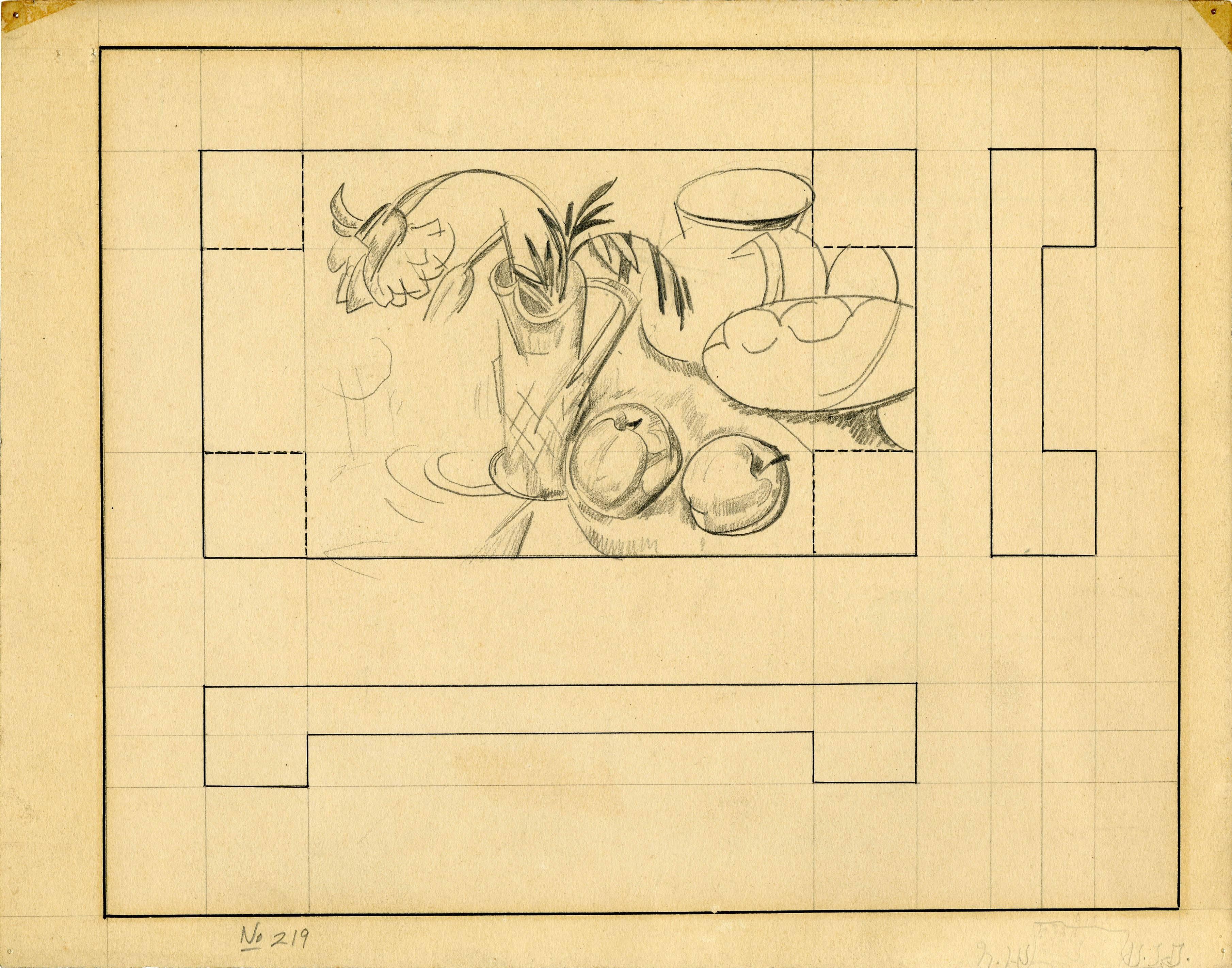 Untitled (Stillleben mit Äpfeln und Blumenvase)