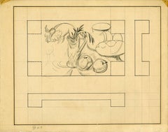 Sans titre ( Nature morte avec pommes et vase de fleurs)