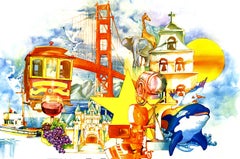 Vintage United Airlines California Travel Poster — 1970s-1980s Graphic Poster