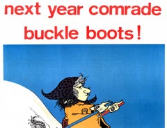 Buckle Boots! Vintage Polish National Ski Team Poster — 1968  Linen-backed