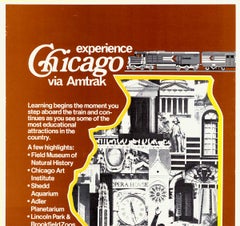 Experience Chicago via Amtrak Vintage Travel Poster — Original 1970s Print