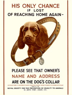 RSPCA-Poster „Of Reaching Home Again“ zum Thema Hundesicherheit – Original-Vintage-Druck auf Leinen