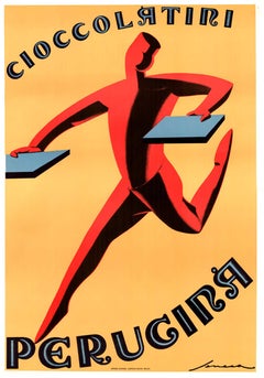 Cartel vintage de Federico Seneca «Cioccolatini Perugina», 1928 (reedición de los años 80)