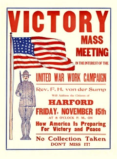 1918 Victory Mass Meeting Harford, PA Vintage Poster – Original WWI United WW1