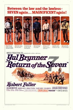 Poster vintage originale del 1966 di “Il ritorno dei sette” con Yul Brynner Schienale in lino