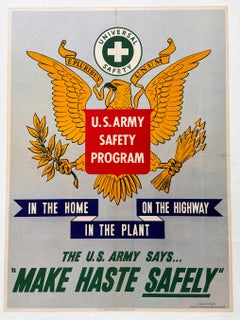 Original U. S. Army Universal Safety WWII 1943 poster Linen backed
