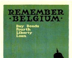 Remember Belgium Buy Bonds Fourth Liberty Loan original WW1 vintage poster