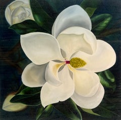 Spring Magnolias Oil Painting, 20x20 Realism, Unframed, Floral Art