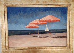 Bagno Salute Italian Beach Coast – Panneau 16" x 24" encadré, parasols 22" x 30"