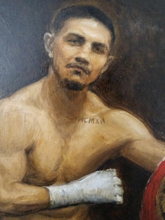 Teofilmo Lopez The Champ Painted in Florence Oil on Panel