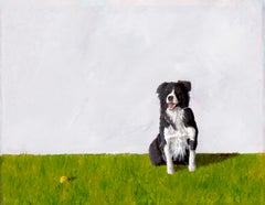 Spot Realism – Öl auf Holztafel, 11" x 14" – Hund, gelber Hund, Hundespielzeug, texanischer Künstler