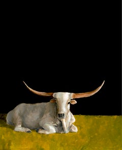 Theodore Realism, Texas Longhorn, olio / Tavola 11" x 14", artista texano