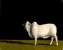 Blue Bell Realism – Olio su tela “Texas Longhorn” / Tavoletta 11" x 14" – Artista texano – Bovini