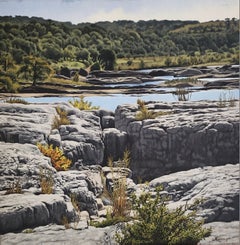 Texas Stream 30" x 30" Oil on Canvas Landscape American Realist Water & Stones