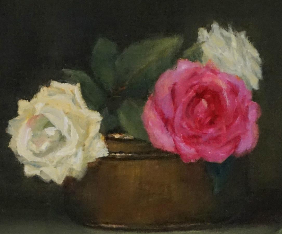Luscious Lemons In Antique Bowl, Painted in the Style of Realism, Oil on Panel - Realist Painting by Helene Robinson