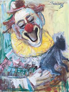 "Laughing Clown with Puppy"