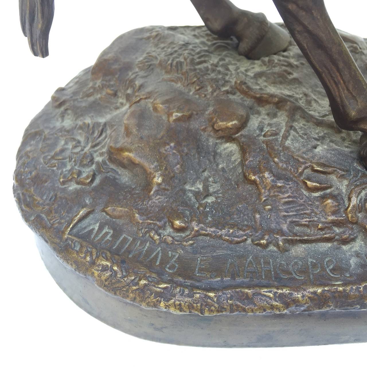 This is a beautiful original bronze casting by the foremost Russian sculptor of his day Evgeny Lanceray. Artist signed on the base in Cyrillic (image 5) and is also inscribed on the base with the Russian foundry Shtange mark (image 6)(. The piece