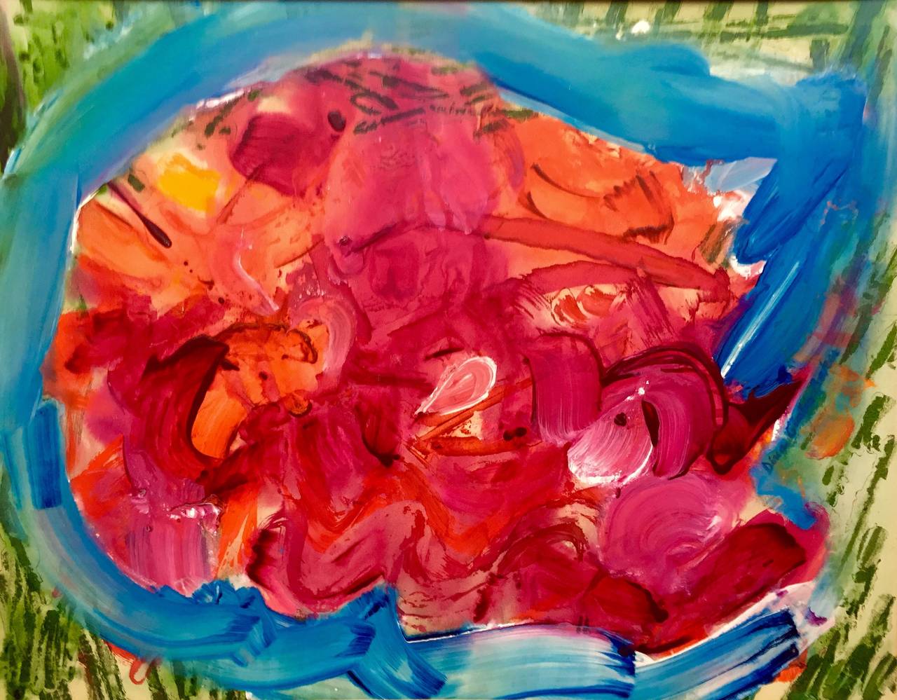 Dina Gustin Baker Abstract Painting – ""Roter Fisch""