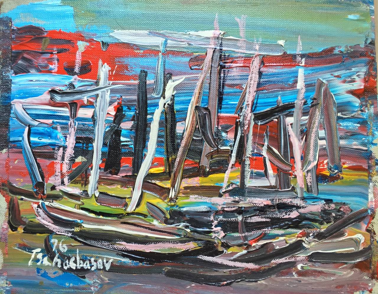 Nahum Tschacbasov Landscape Painting - "Sailboats"