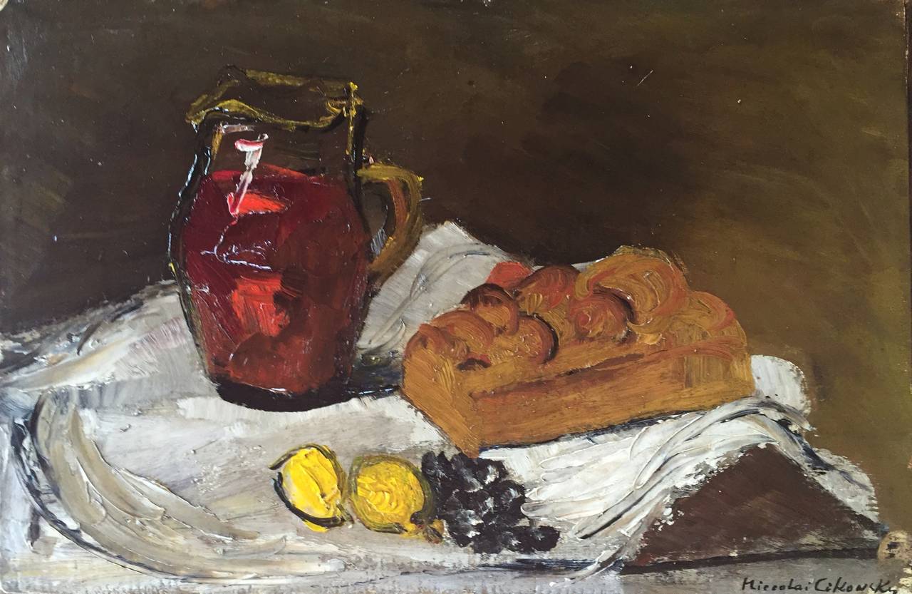 Nicolai Cikovsky Still-Life Painting - "Bread and Wine"