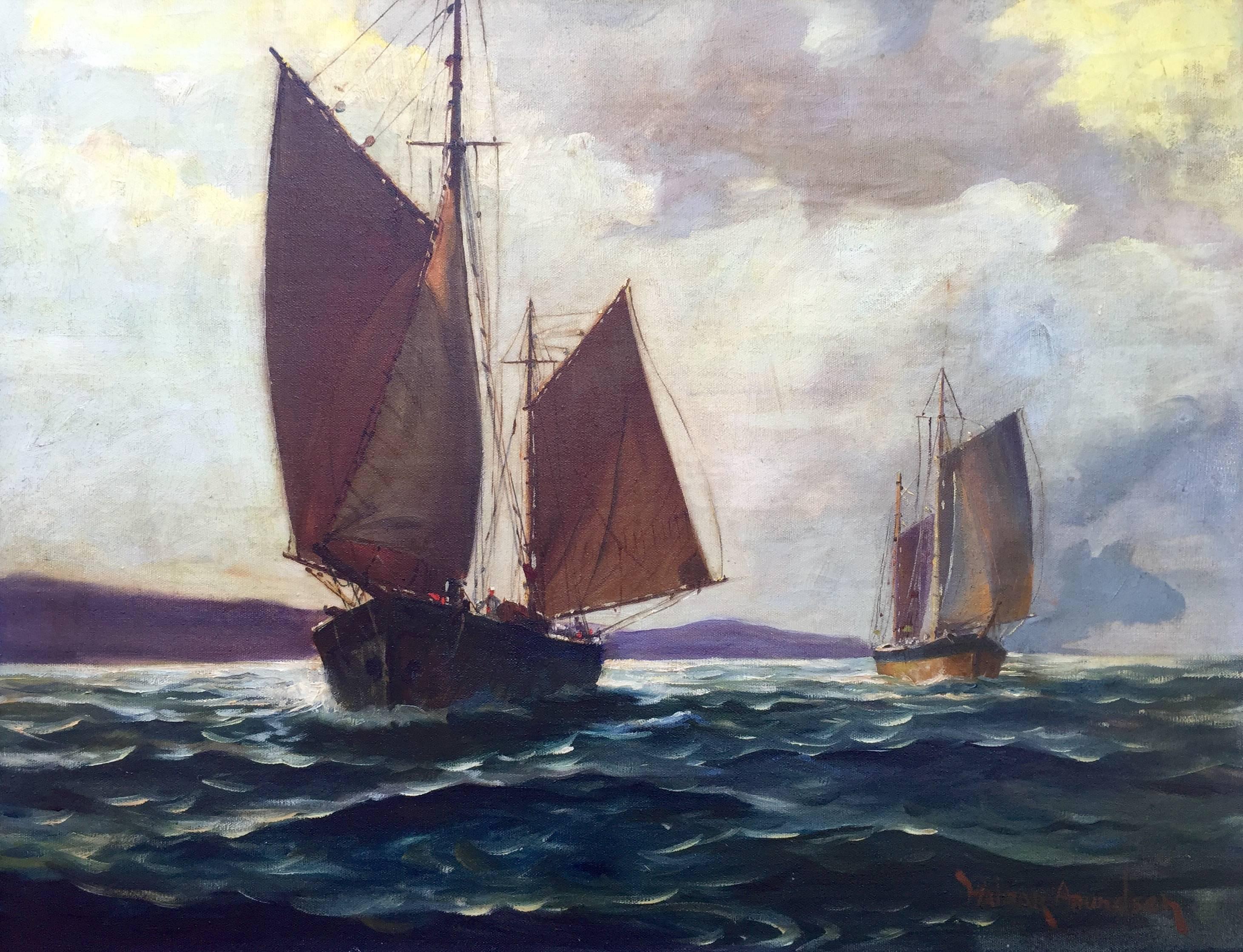 C. Hjalmar Amundsen Landscape Painting - "Coming Home"