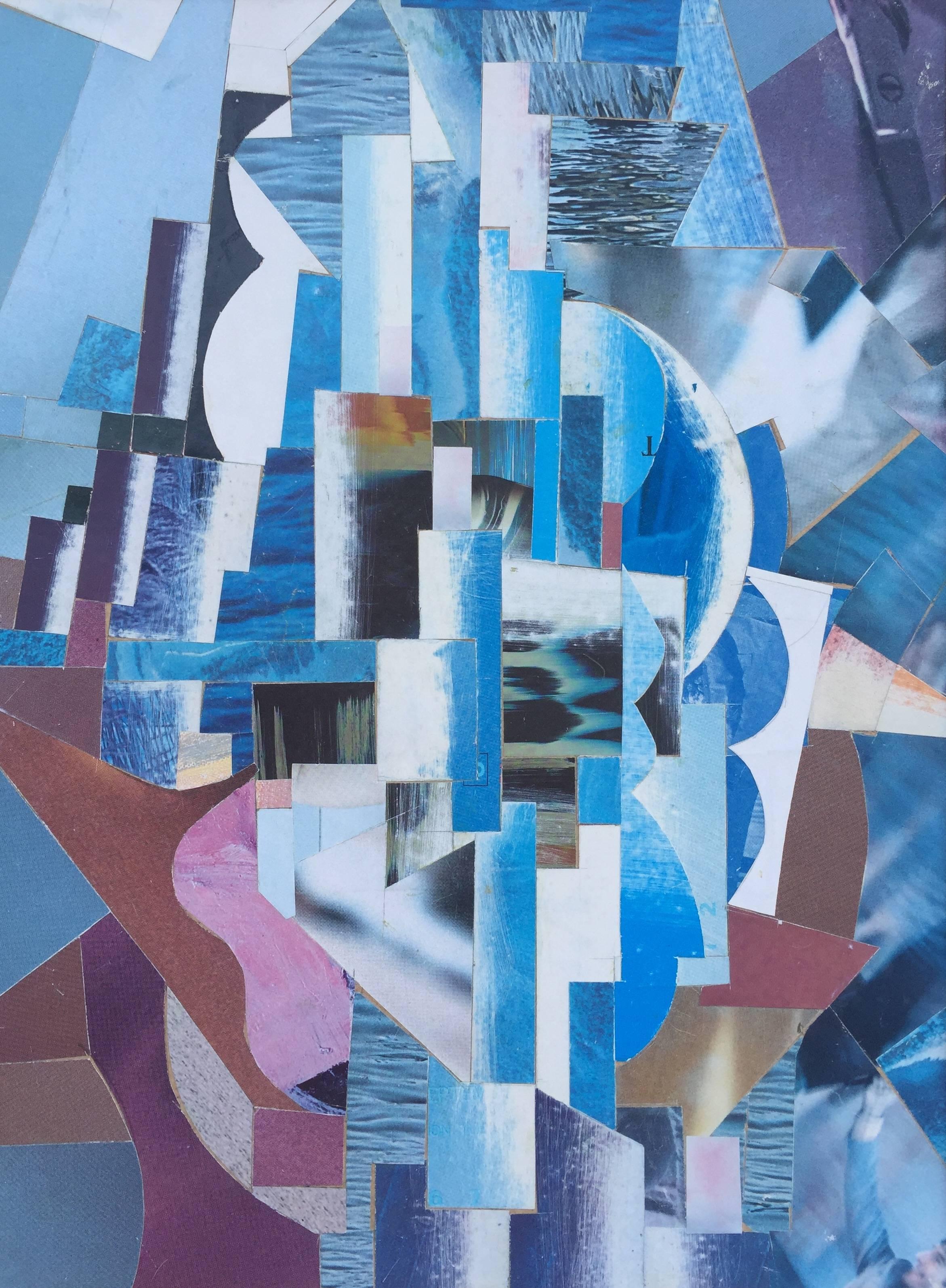 "Composition in Blue" - Mixed Media Art by Efim Moissejewitsch Rojak