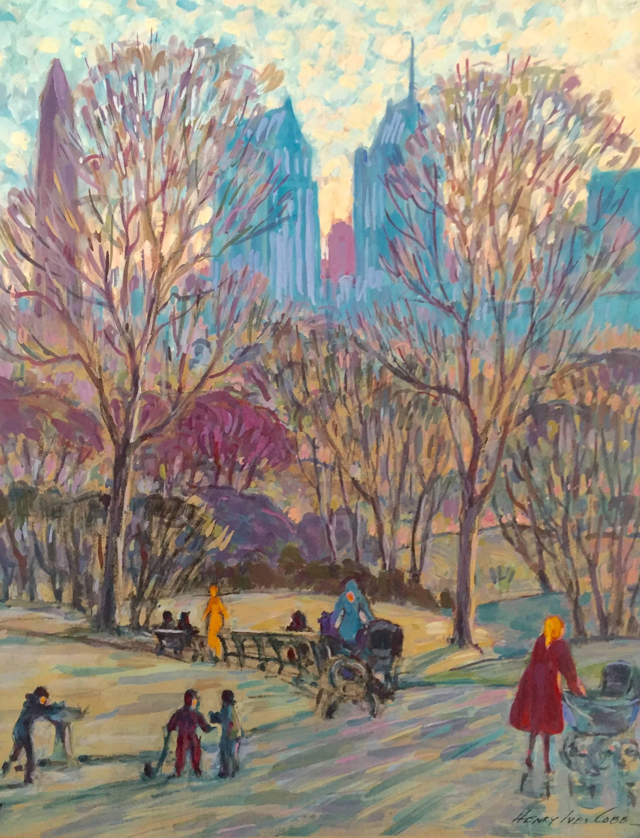 Henry Ives Cobb, Jr. Landscape Art - "Strolling in Central Park"