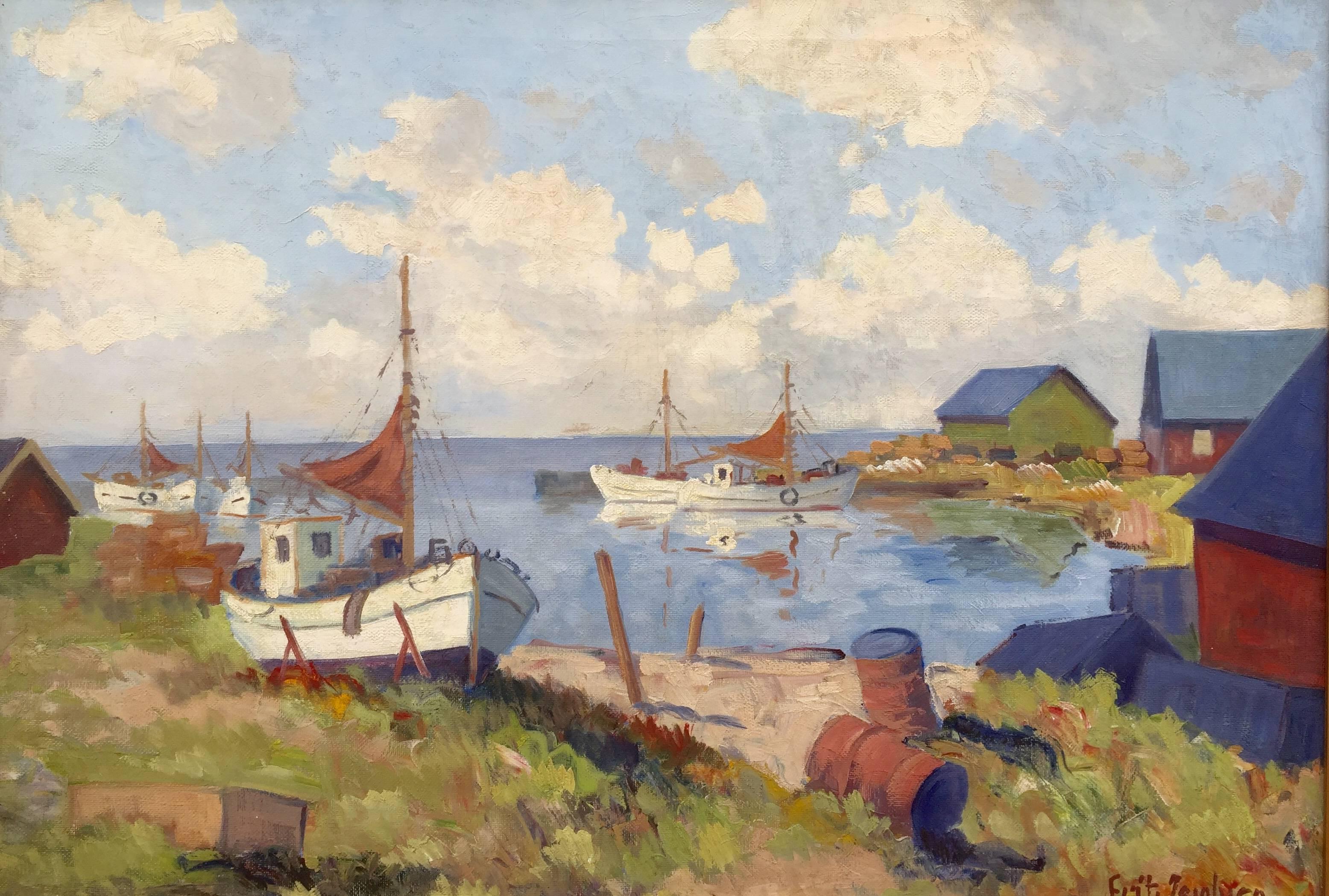 Unknown Landscape Painting - "Peaceful Harbor"