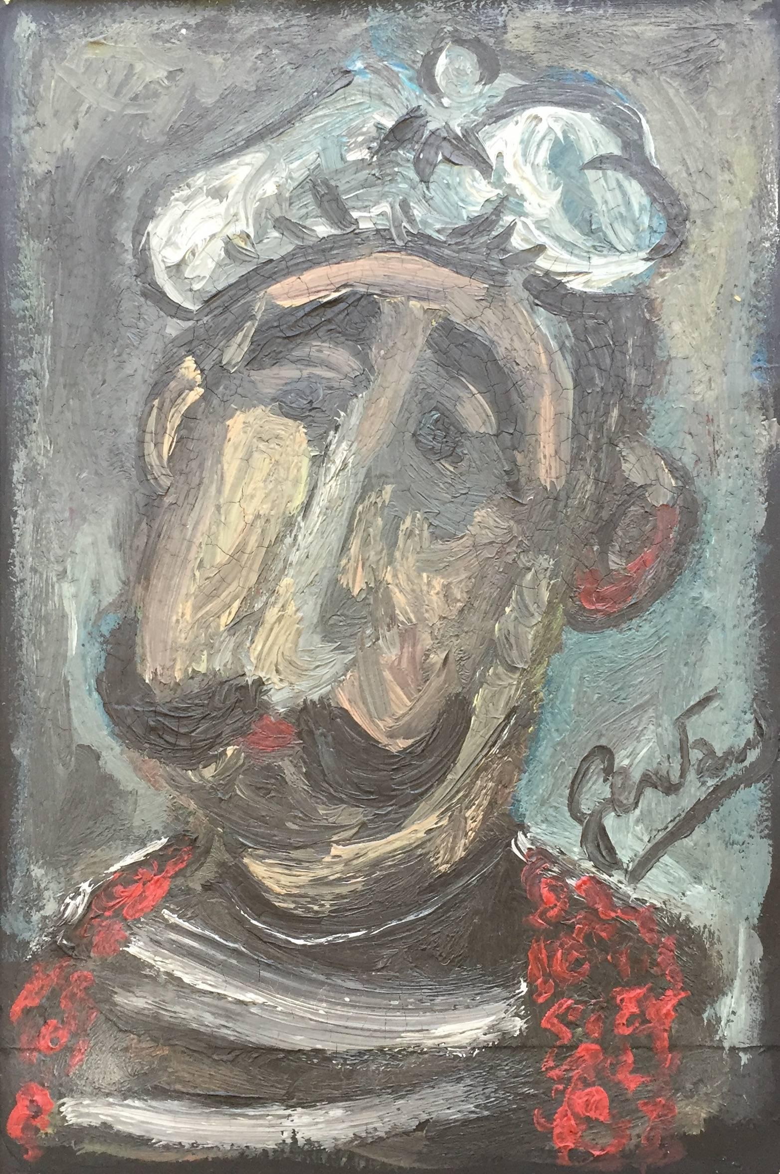 GEN PAUL Figurative Painting - "Man with White Chapeau"