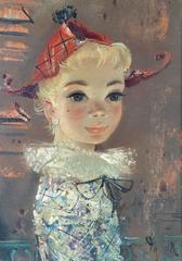 Vintage "Girl in Red Plaid Hat"