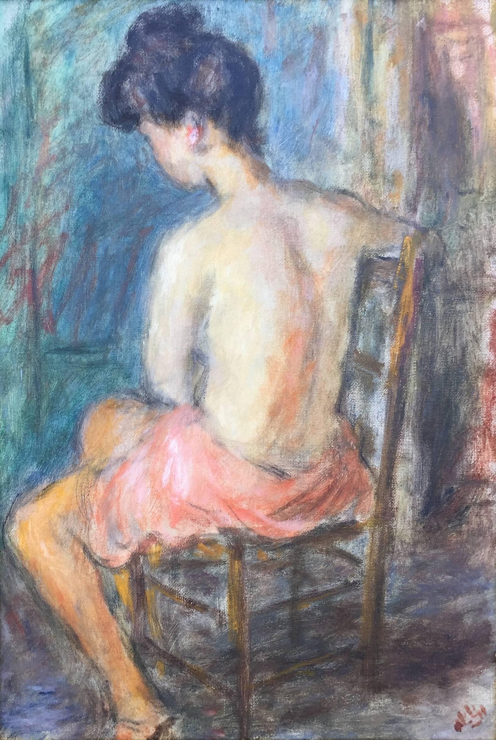 Robert Philipp Figurative Painting - "Pensive Nude"