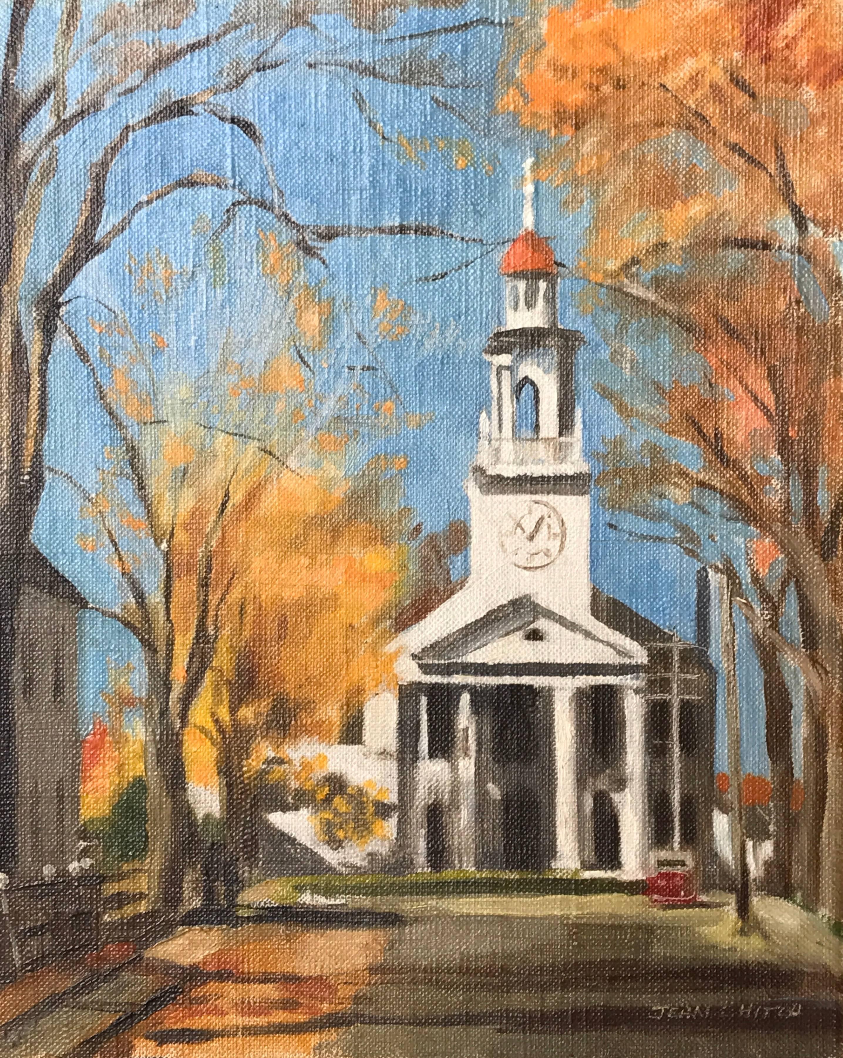 „Church in New England“ – Painting von Jean Leason Hitch