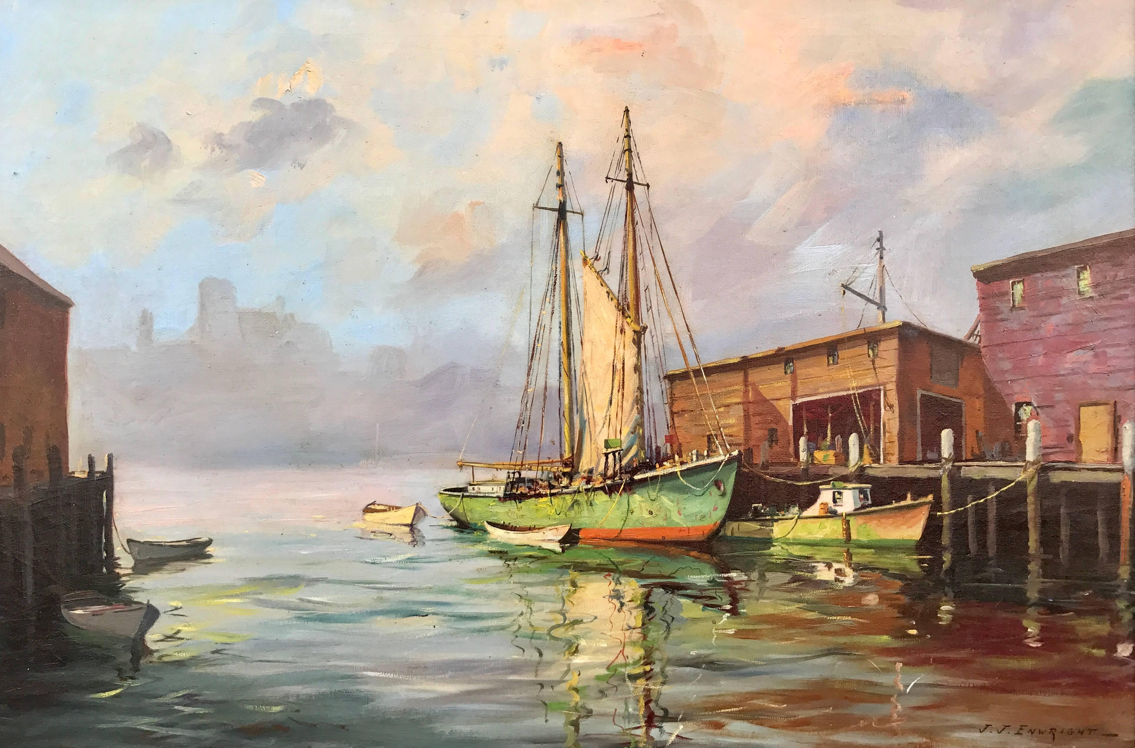 C. Hjalmar Amundsen Landscape Painting - "Old South Pier Gloucester"