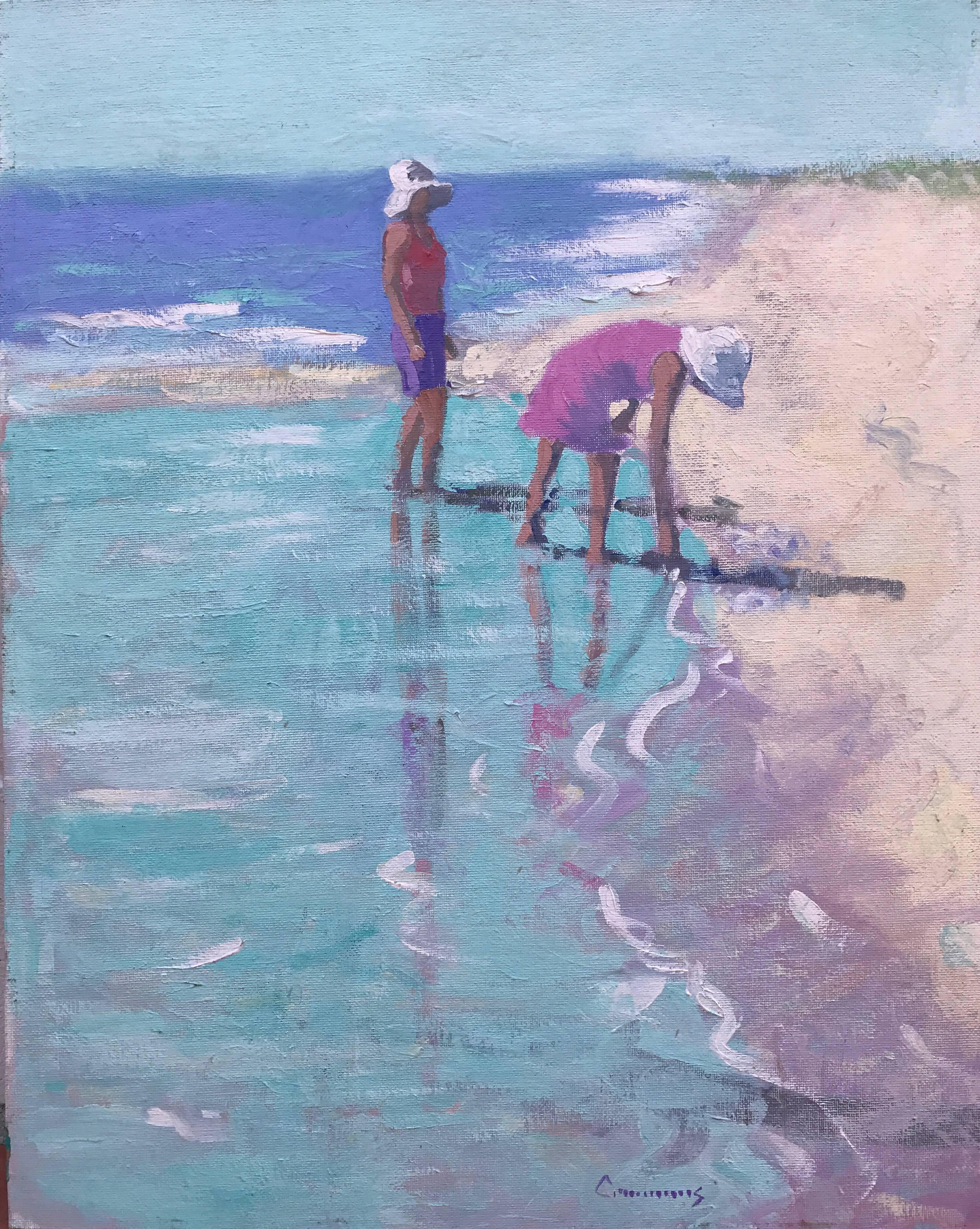 John Crimmins Figurative Painting - "Children at the Beach"