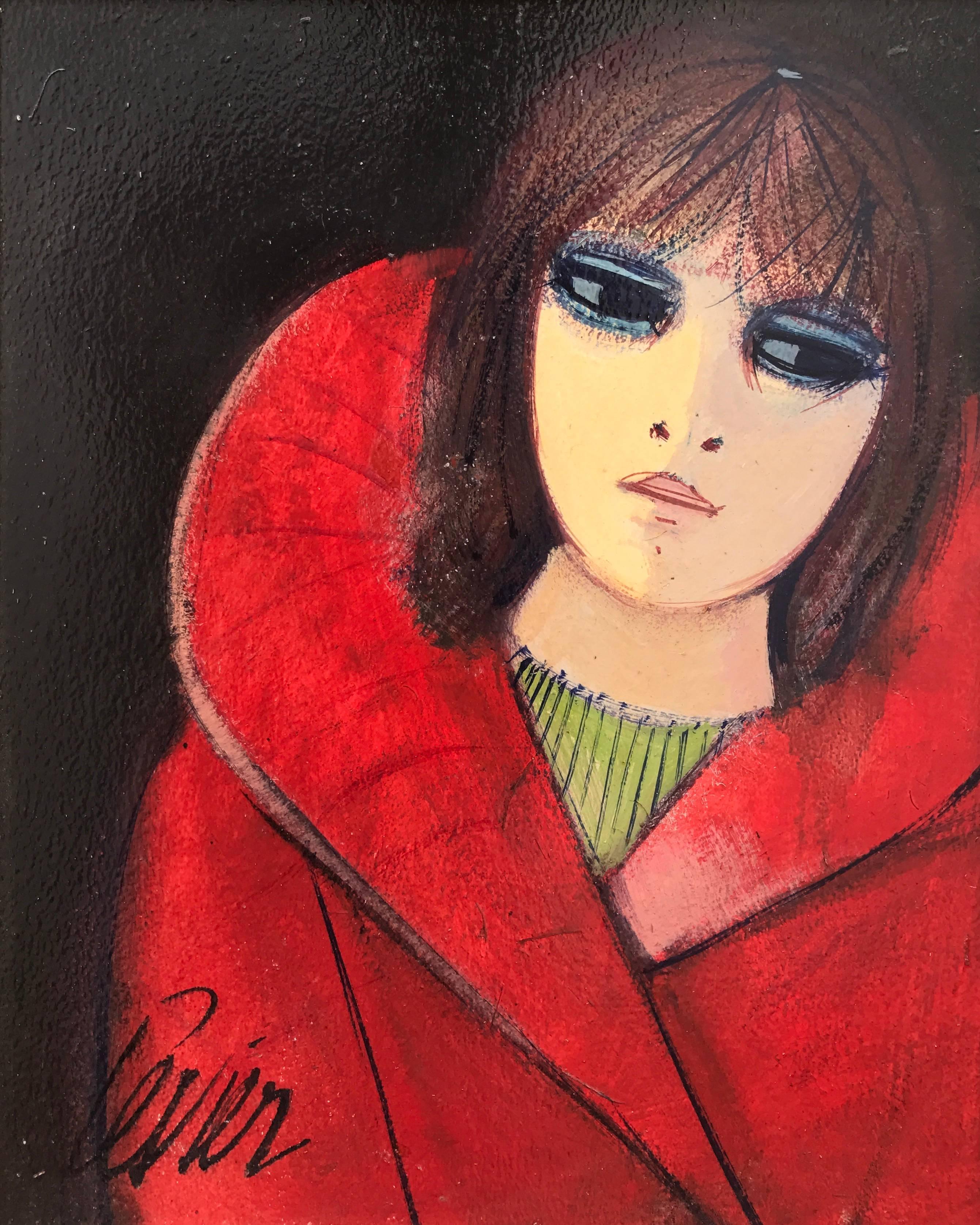 Charles Levier Figurative Painting - "Girl in Red"