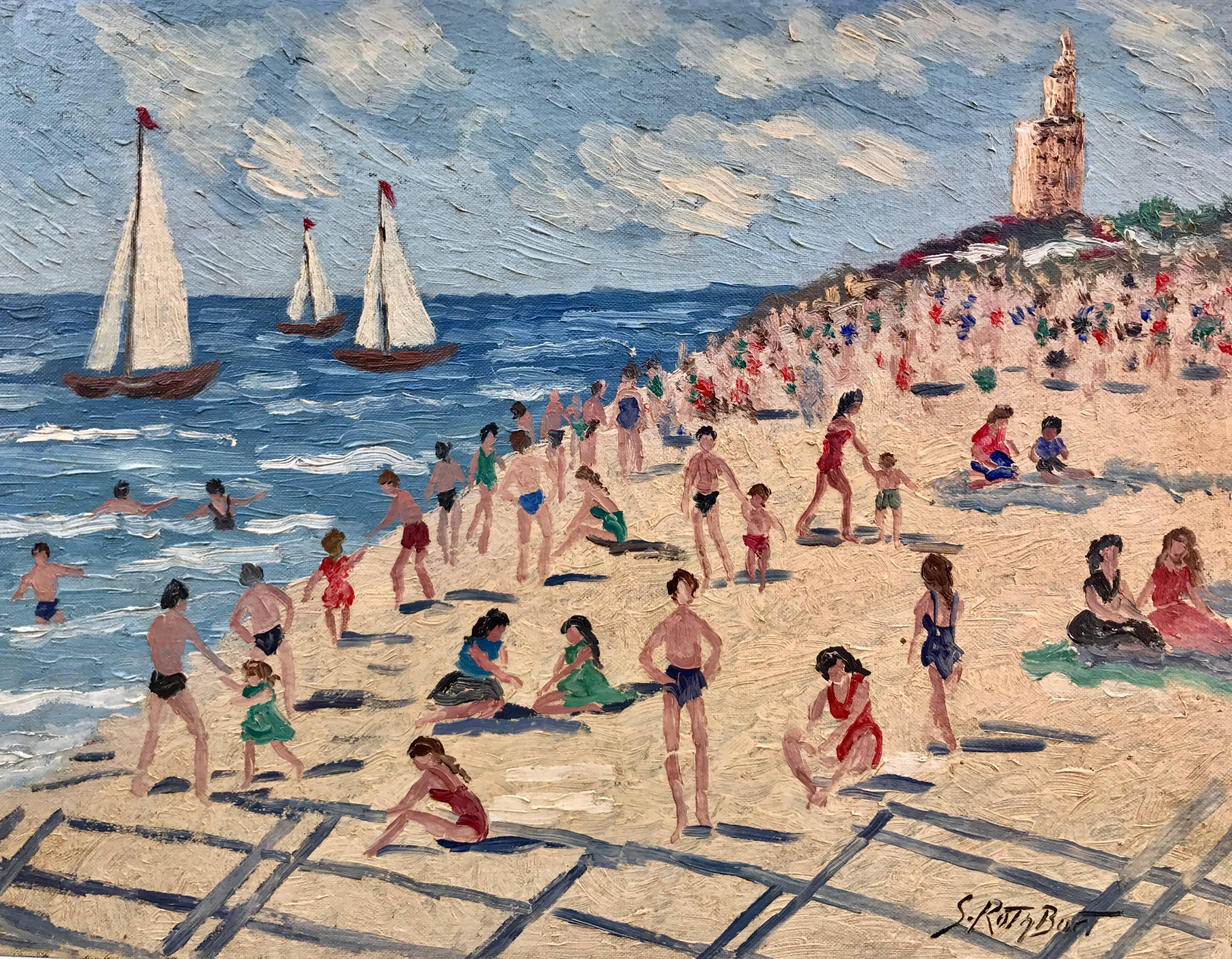 Samuel Rothbort Figurative Painting - "Coney Island"