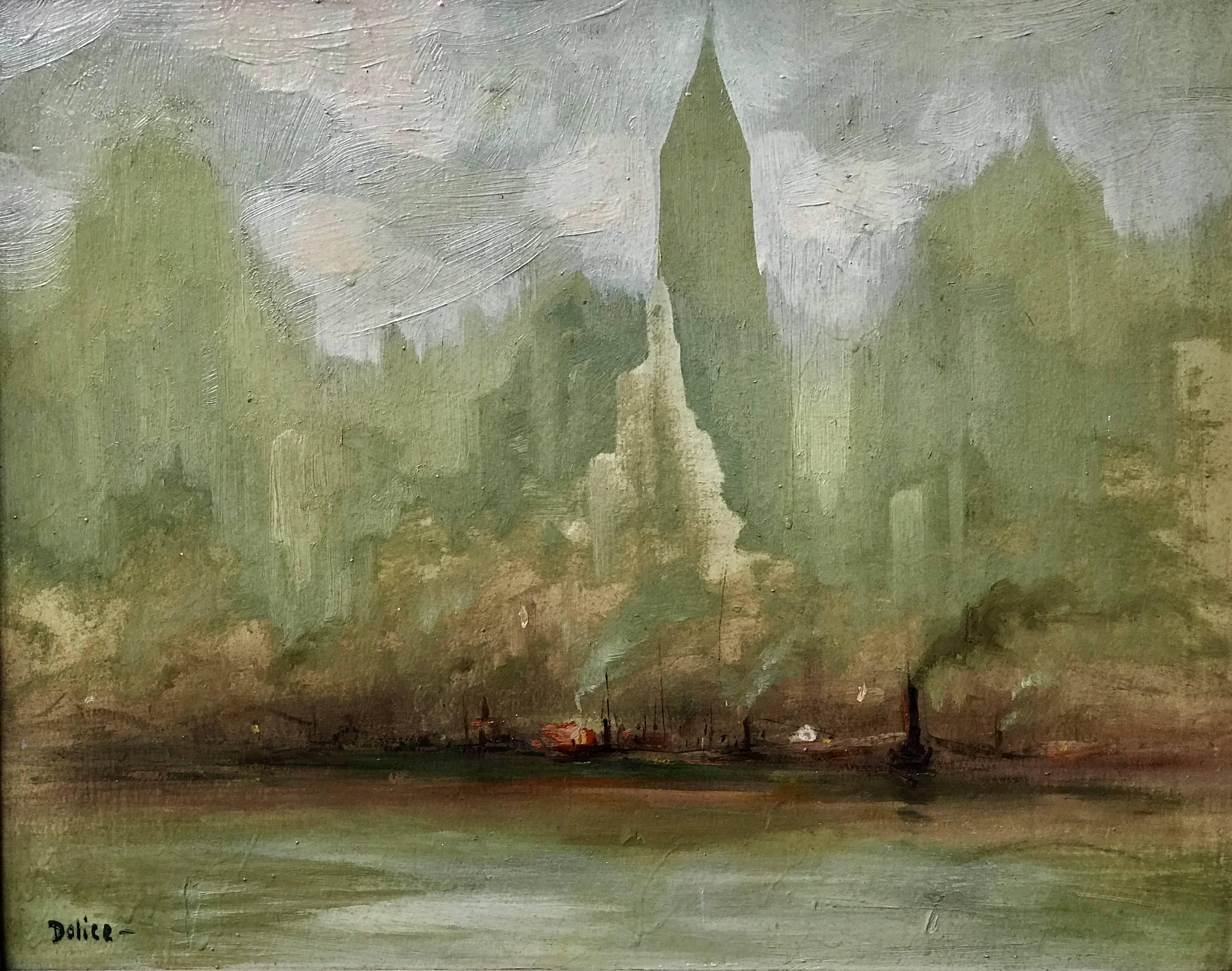 Leon Dolice Landscape Painting - “View of Manhattan”