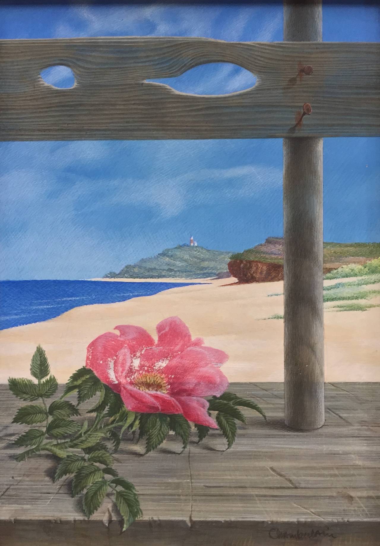 Wynn Chamberlain Landscape Painting - "Montauk Rose"