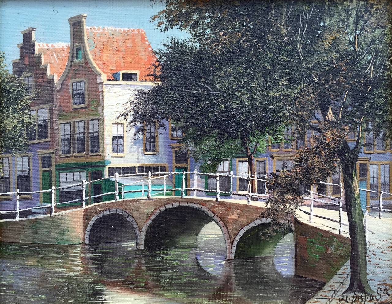 Jacobus Lambertus Dispo Sr. Landscape Painting - "Dutch Canal"